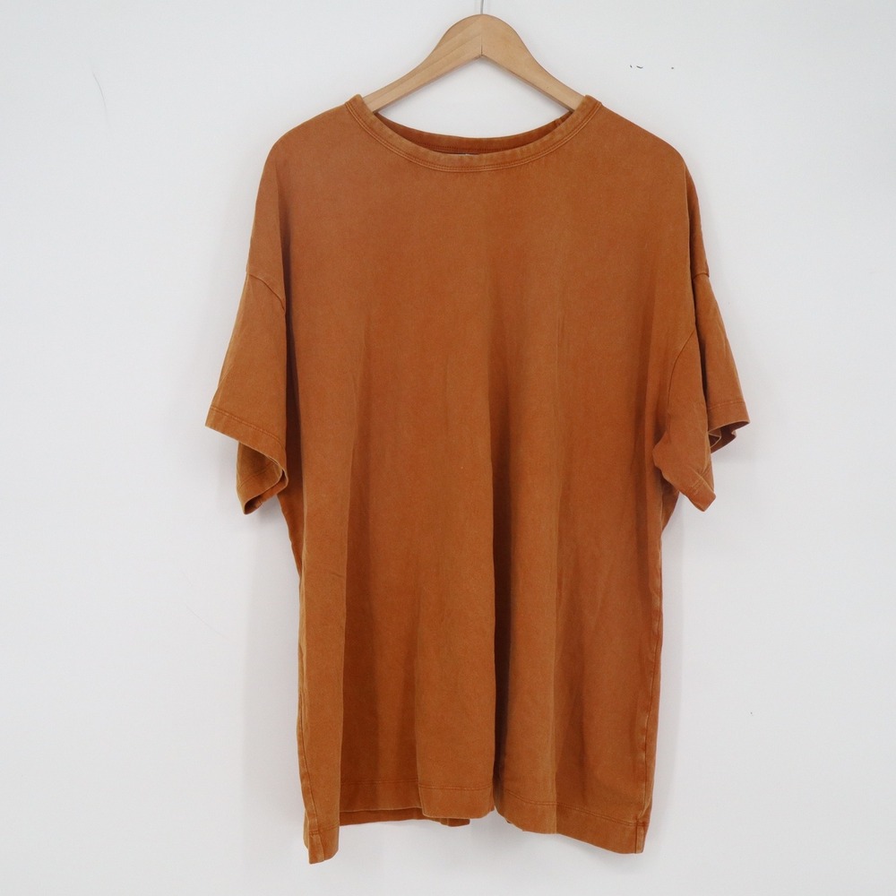 Old Navy T-Shirt Mens XL Short Sleeve Orange Garment Dyed Cotton Excellent